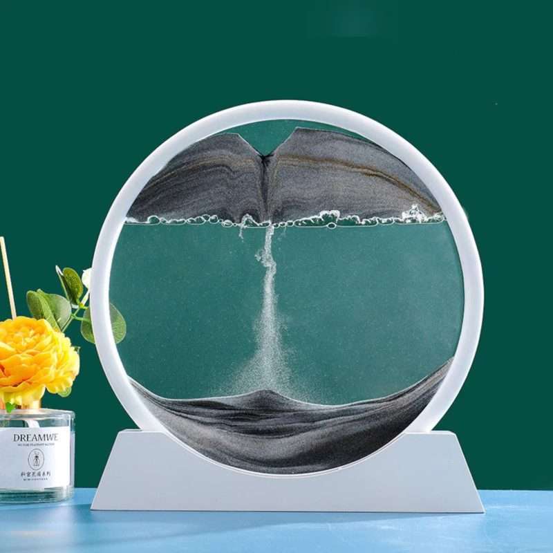 3D Moving Sand Art White Frame   Black